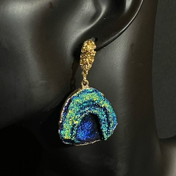 Van Gogh Style Abstract Painting Earrings- 2025 Trend (Simulated Natural Stone) - Picture 7 of 8